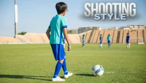A child showing off his shooting style