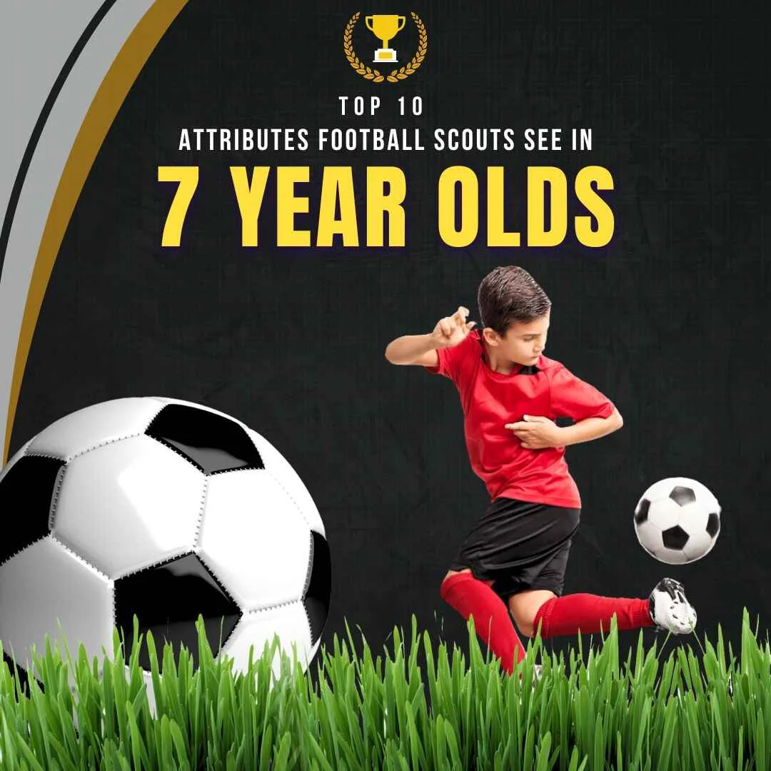 A 7 years old boy is making a trick shot with a football