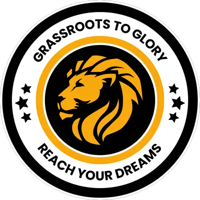Circular logo with a lion symbolizing football talent development.